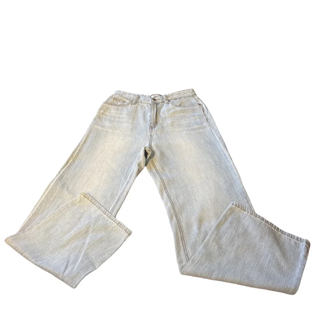 FM2050 Ren Wide Leg Whitewashed High Rise  Denim Jeans Medium